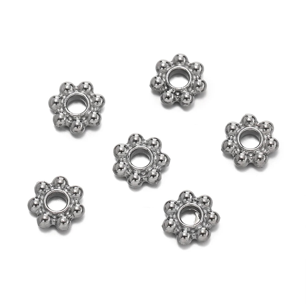 200pcs/lot 4/6mm Daisy Snowflake Flower Spacer Beads Mini Loose Beads Charms for DIY Jewelry Making Supplies Bracelet Craft