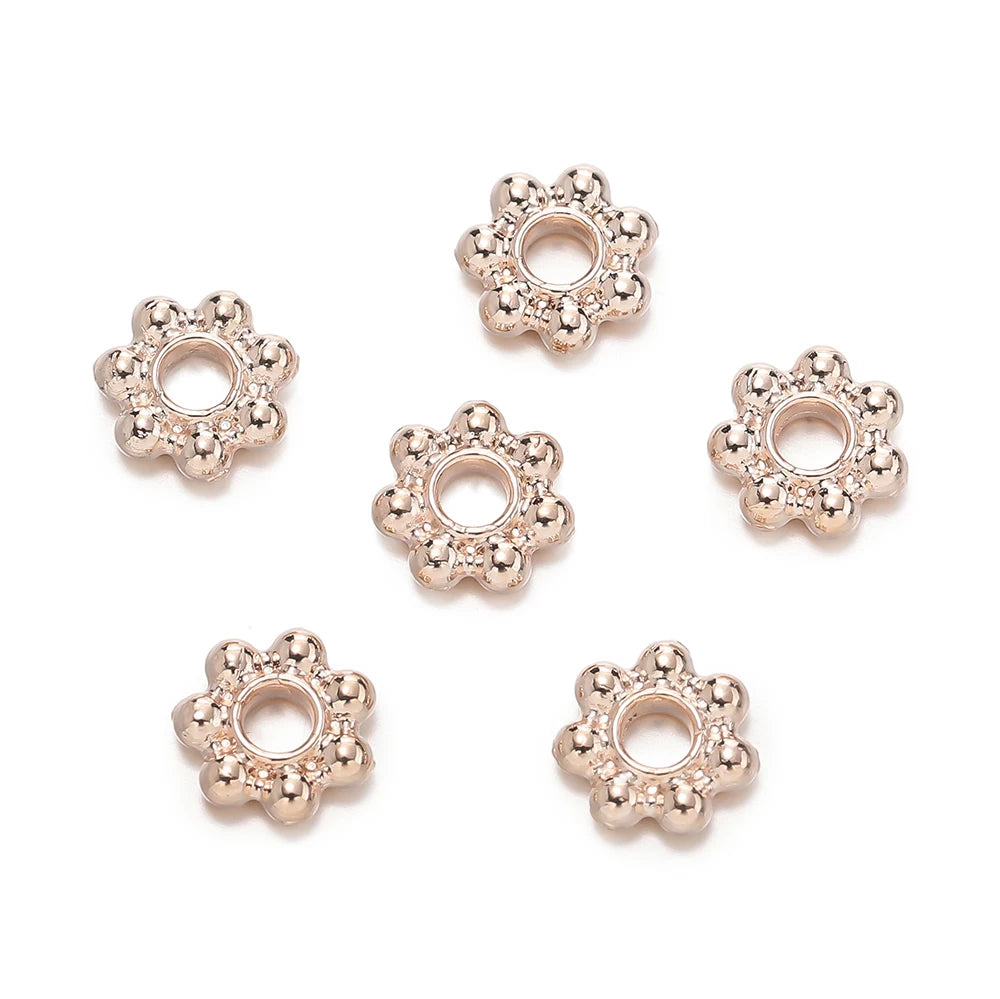 200pcs/lot 4/6mm Daisy Snowflake Flower Spacer Beads Mini Loose Beads Charms for DIY Jewelry Making Supplies Bracelet Craft