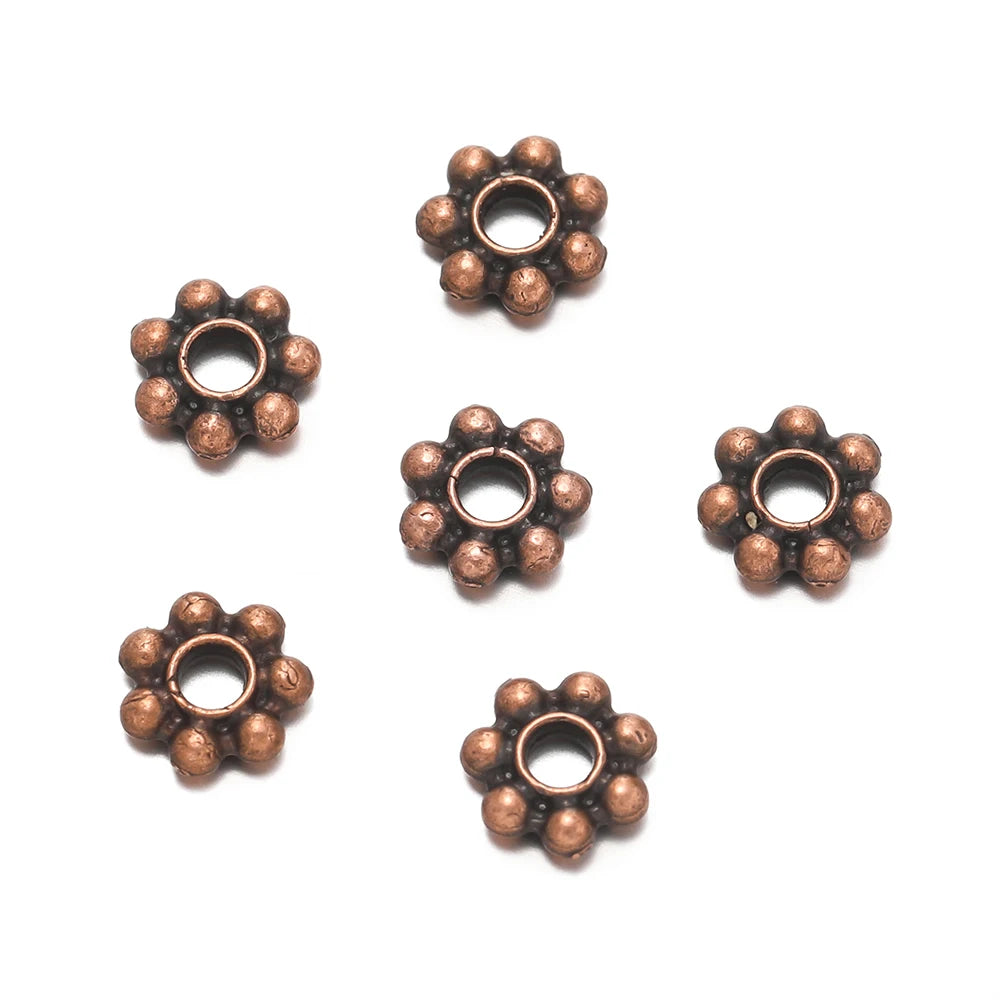 200pcs/lot 4/6mm Daisy Snowflake Flower Spacer Beads Mini Loose Beads Charms for DIY Jewelry Making Supplies Bracelet Craft